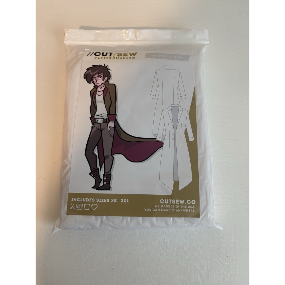 Cut Sew Patternmaking Style 039 Longline Duster Coat Sewing Pattern XS-3XL
